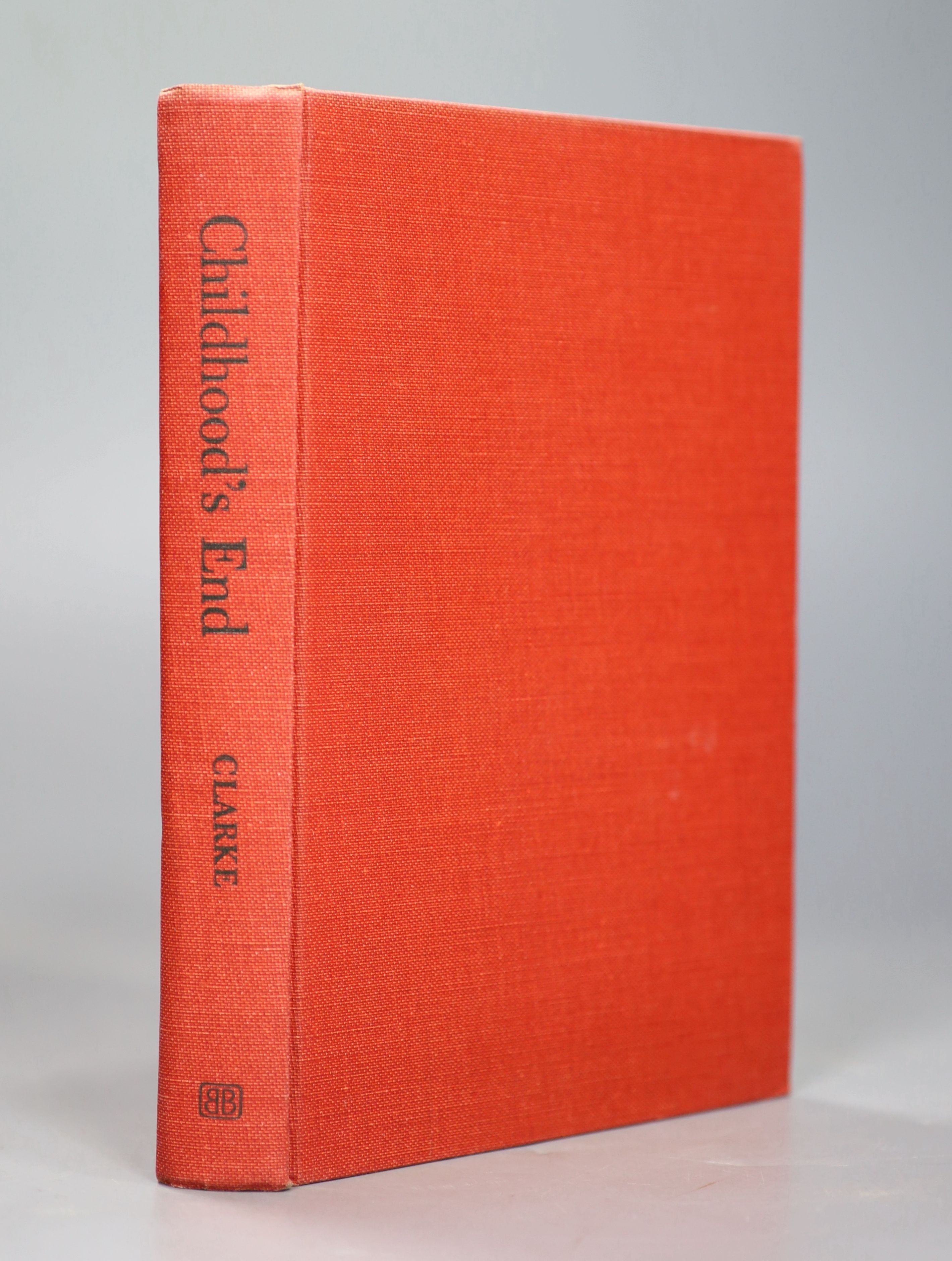 Clarke, Arthur C - Childhood’s End, 1st edition, red cloth, in unclipped d/j, with 1 inch tear to rear head of spine, 4 inch split to rear folded edge, Ballantine Books, New York, 1953